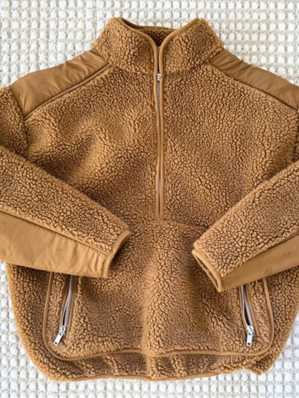 Madewell Faux Shearling Half-Zip Pullover Size Small - Dried Cedar